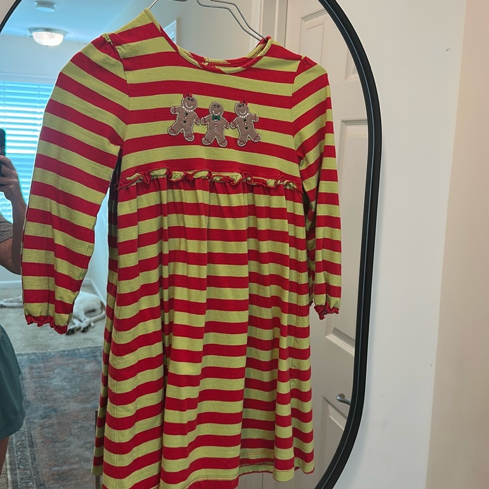 Embroidered girls gingerbread dress